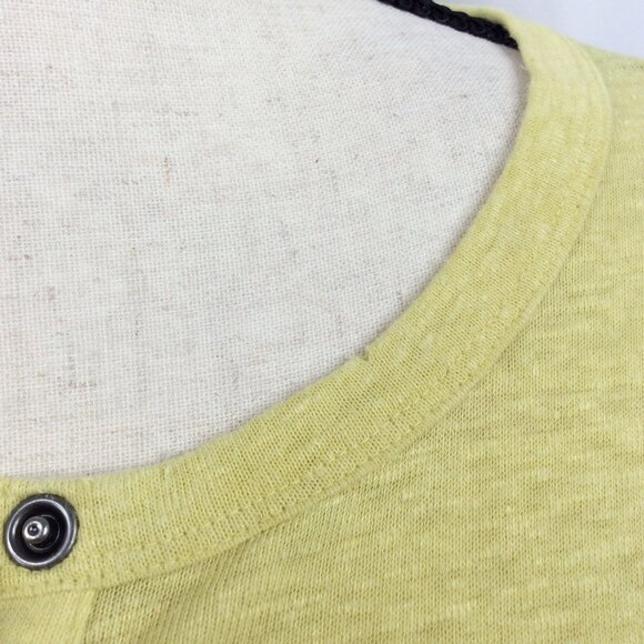 Aerie Henley Top Womens Size XXL 2XL Yellow Linen Blend Long Sleeve Aeropostale - Picture 8 of 12